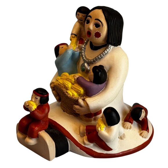 Pueblo Storyteller Mother 7 Children Corn on the Cob Tribal Crafted Figurine - Picture 4 of 6